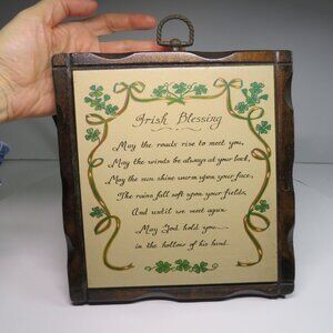 Vintage Solid Wood Irish Blessing Wall Plaque with hanger